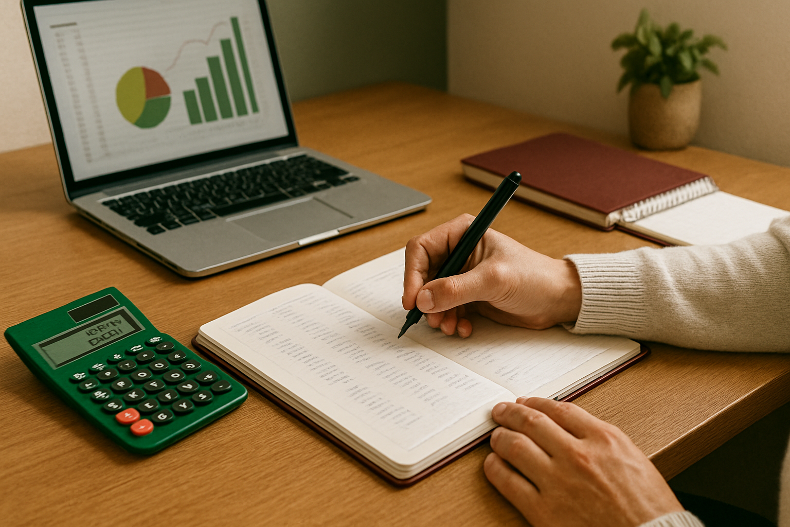 Bookkeeping Tools on a Wooden Desk Bookkeeping