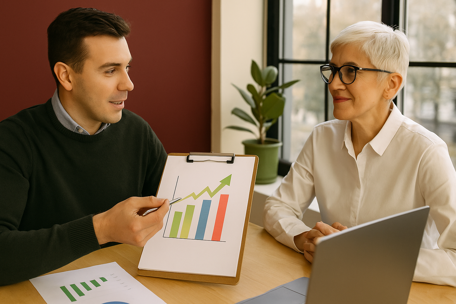 Professional team discussing budgeting strategies and financial targets in a modern office